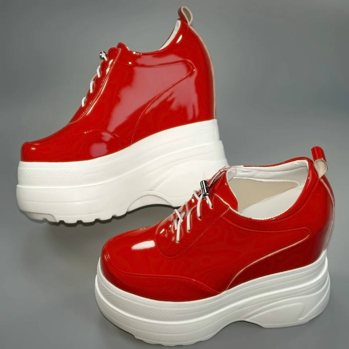 SaneShoppe - Large Size 46 Platform Pumps US11 Shoes Women Plus Size 47 Patent Leather Wedges High Heel Ankle Boots Round Toe Fashion Sneaker