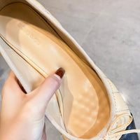 SaneShoppe-Women's Leather Ballet Flats with Chunky Heel, Butterfly Knot Detail