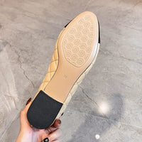 SaneShoppe-Women's Leather Ballet Flats with Chunky Heel, Butterfly Knot Detail