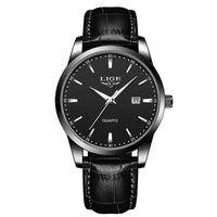 SaneShoppe-LIGE Men's Military Sports Quartz Watch - Brown Leather Waterproof Chronograph
