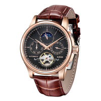 SaneShoppe-LIGE Tourbillon Automatic Men's Military Watch Leather Waterproof Wristwatch