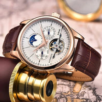 SaneShoppe-LIGE Tourbillon Automatic Men's Military Watch Leather Waterproof Wristwatch