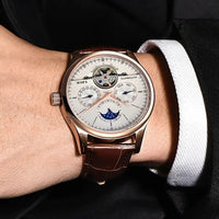 SaneShoppe-LIGE Tourbillon Automatic Men's Military Watch Leather Waterproof Wristwatch