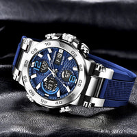 SaneShoppe - LIGE New Watches For Men 50M Waterproof Clock Alarm reloj hombre LCD Dual Display Wristwatch Quartz Military Sports Mens Watch