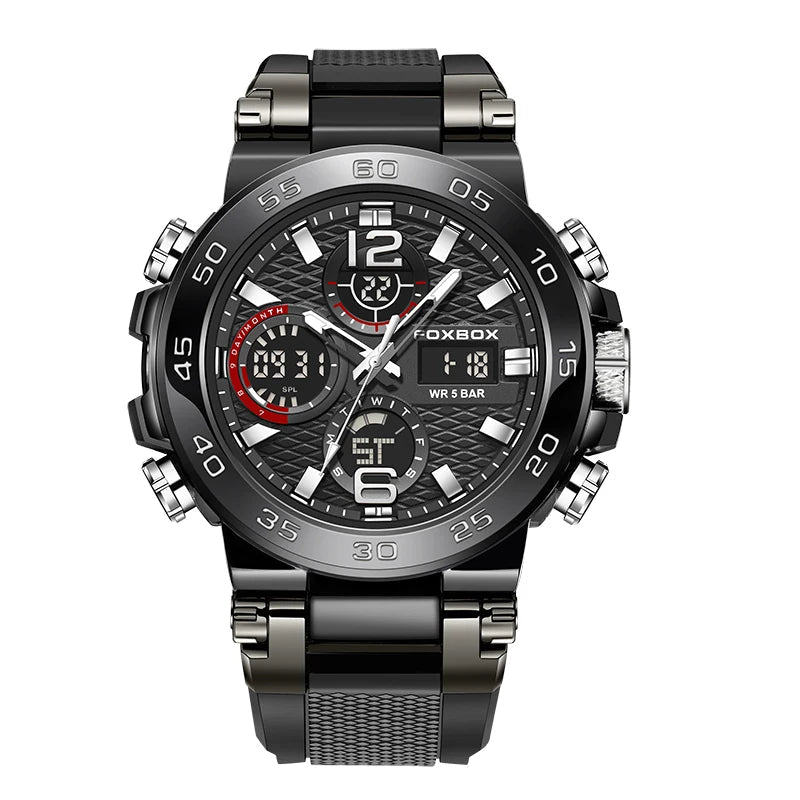 SaneShoppe - LIGE New Watches For Men 50M Waterproof Clock Alarm reloj hombre LCD Dual Display Wristwatch Quartz Military Sports Mens Watch
