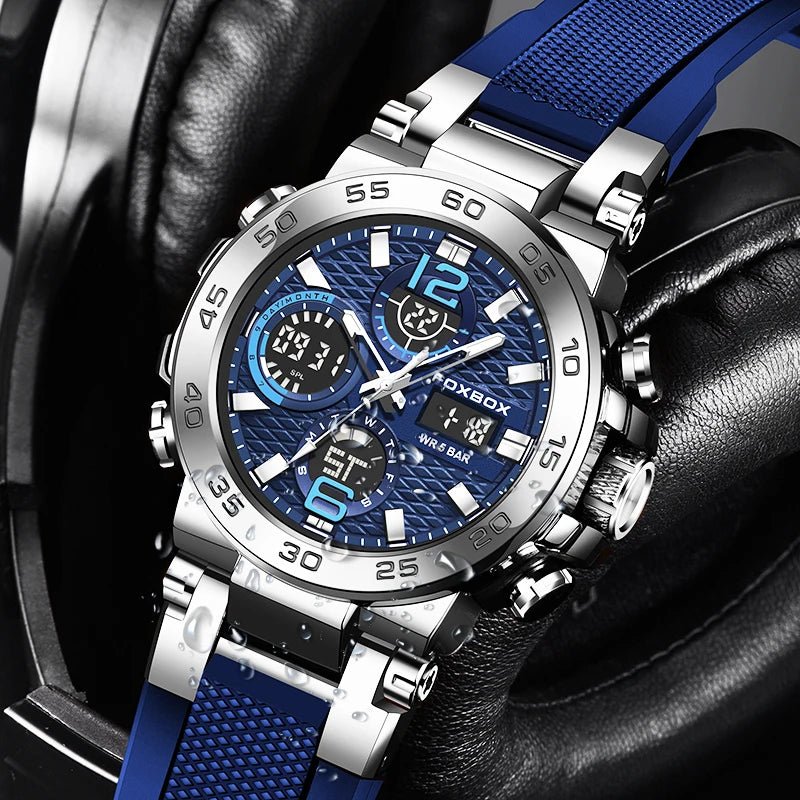 SaneShoppe - LIGE New Watches For Men 50M Waterproof Clock Alarm reloj hombre LCD Dual Display Wristwatch Quartz Military Sports Mens Watch