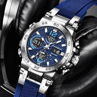 SaneShoppe - LIGE New Watches For Men 50M Waterproof Clock Alarm reloj hombre LCD Dual Display Wristwatch Quartz Military Sports Mens Watch