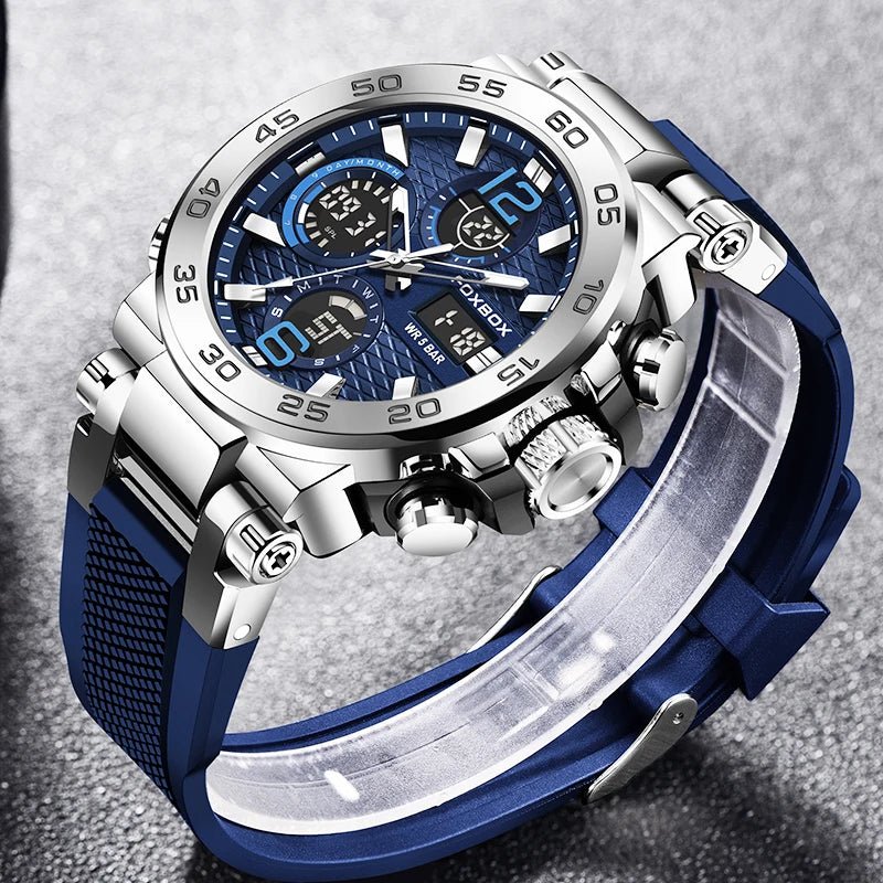 SaneShoppe - LIGE New Watches For Men 50M Waterproof Clock Alarm reloj hombre LCD Dual Display Wristwatch Quartz Military Sports Mens Watch