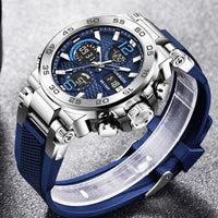 SaneShoppe - LIGE New Watches For Men 50M Waterproof Clock Alarm reloj hombre LCD Dual Display Wristwatch Quartz Military Sports Mens Watch