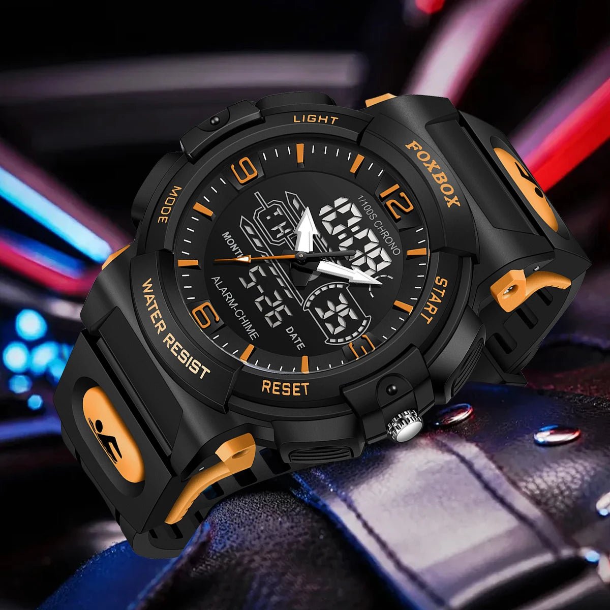 SaneShoppe-LIGE Mens 50M Waterproof Alarm Clock LCD Dual Display Quartz Wristwatch