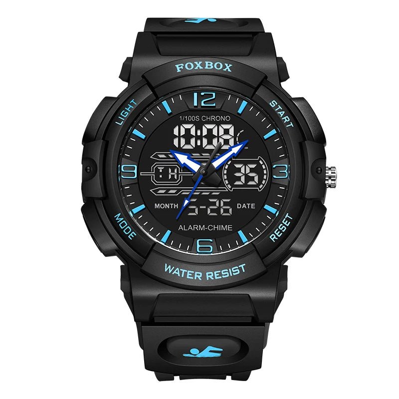 SaneShoppe-LIGE Mens 50M Waterproof Alarm Clock LCD Dual Display Quartz Wristwatch