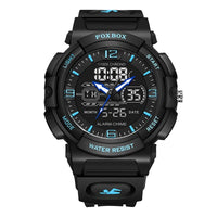 SaneShoppe-LIGE Mens 50M Waterproof Alarm Clock LCD Dual Display Quartz Wristwatch