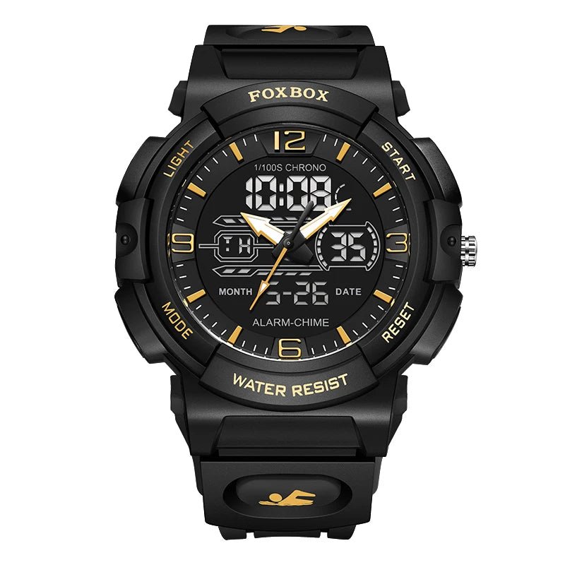 SaneShoppe-LIGE Mens 50M Waterproof Alarm Clock LCD Dual Display Quartz Wristwatch