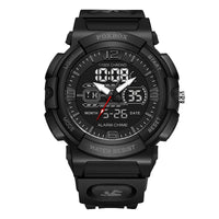 SaneShoppe-LIGE Mens 50M Waterproof Alarm Clock LCD Dual Display Quartz Wristwatch