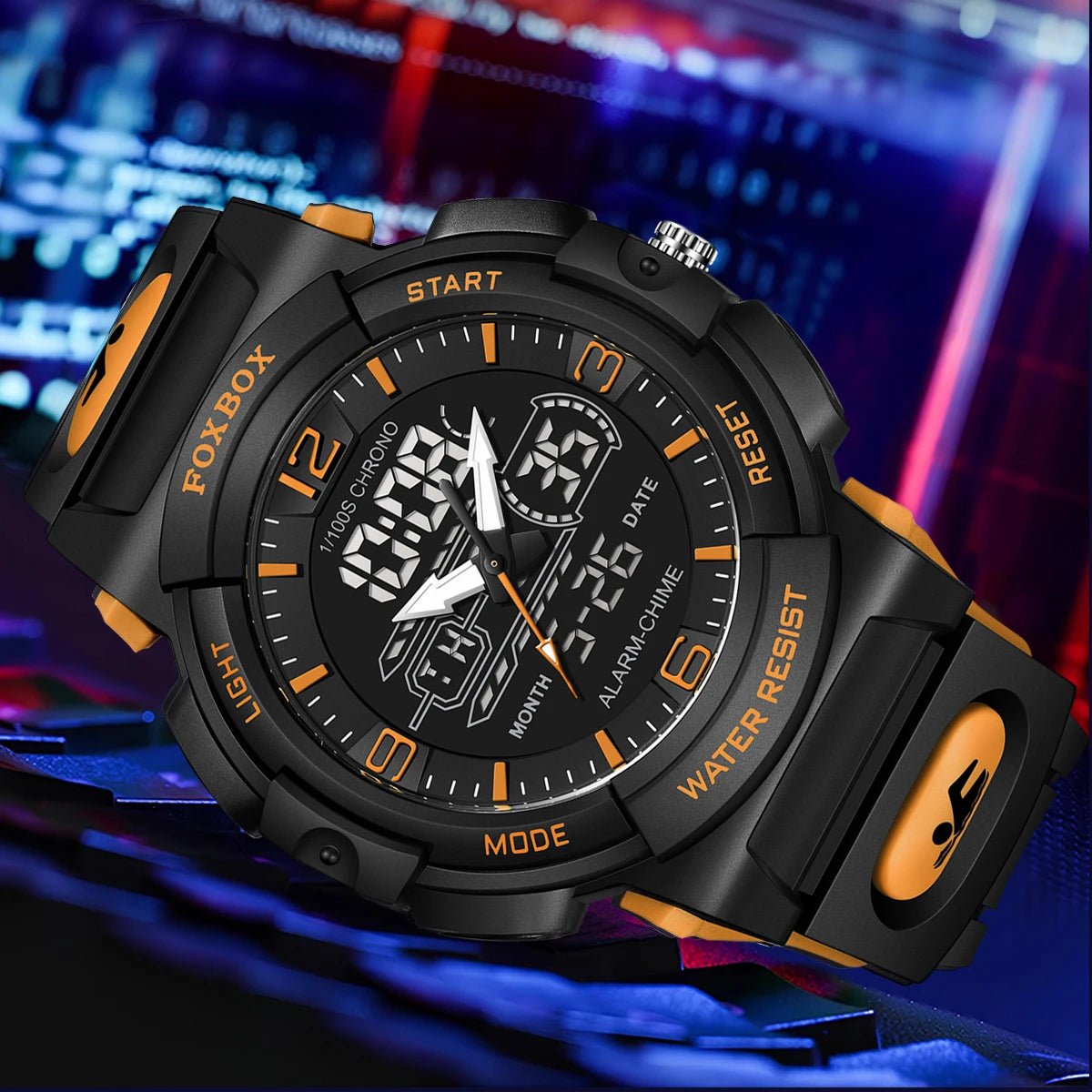 SaneShoppe-LIGE Mens 50M Waterproof Alarm Clock LCD Dual Display Quartz Wristwatch
