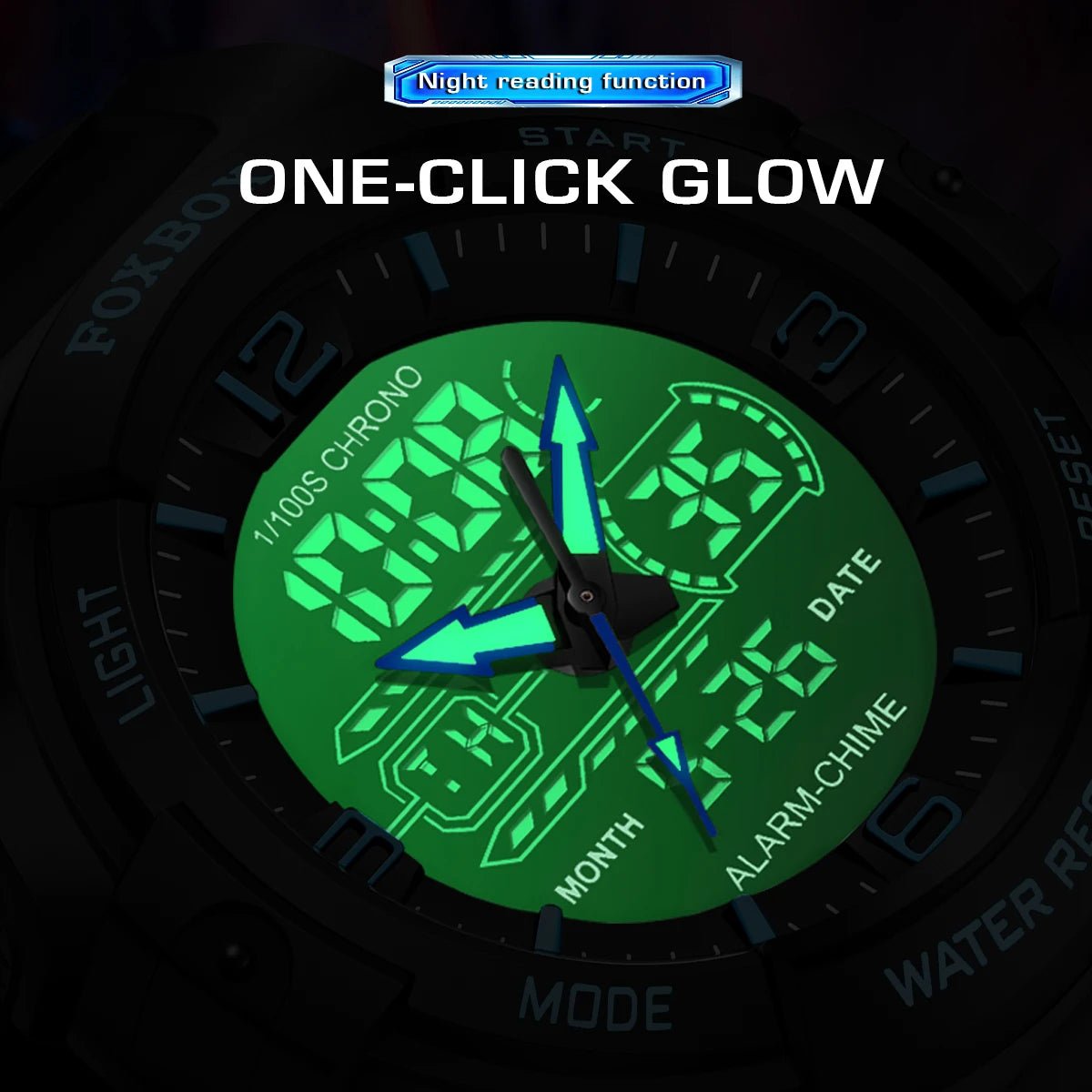 SaneShoppe-LIGE Mens 50M Waterproof Alarm Clock LCD Dual Display Quartz Wristwatch
