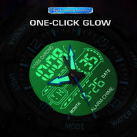 SaneShoppe-LIGE Mens 50M Waterproof Alarm Clock LCD Dual Display Quartz Wristwatch