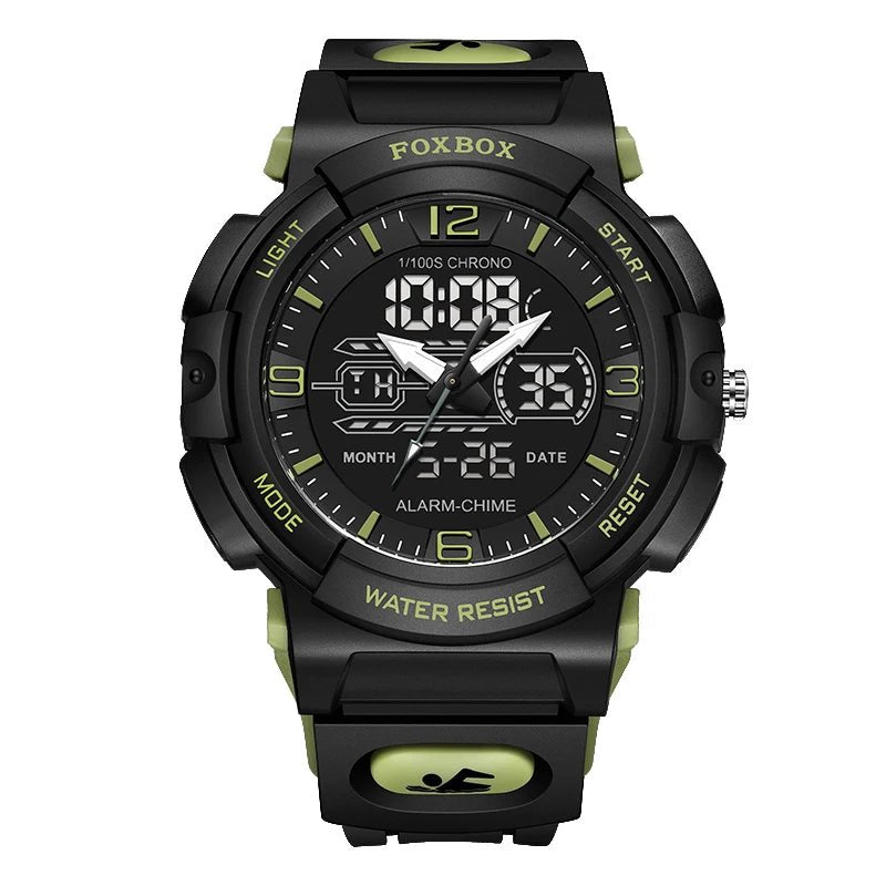 SaneShoppe-LIGE Mens 50M Waterproof Alarm Clock LCD Dual Display Quartz Wristwatch