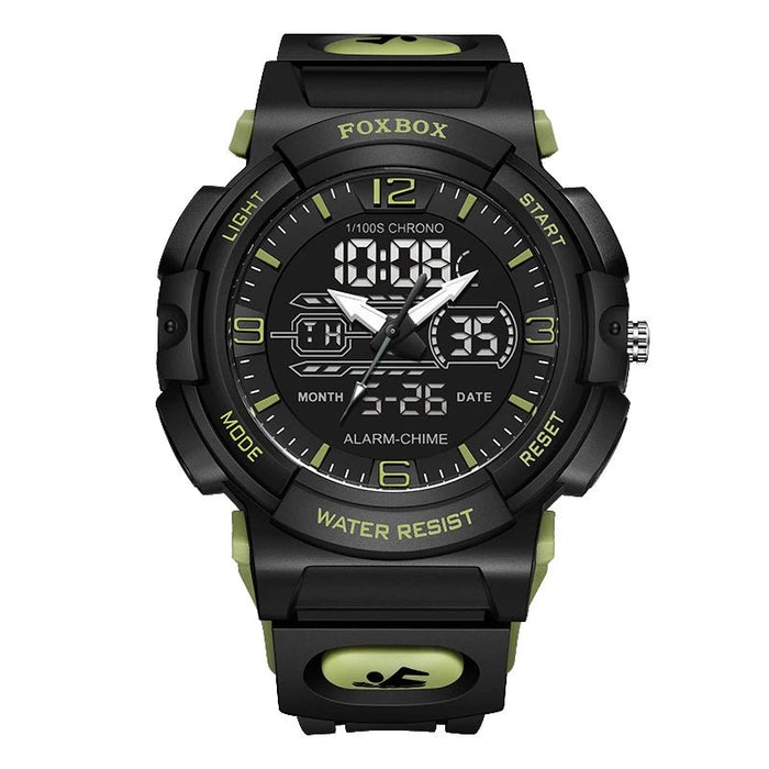 SaneShoppe-LIGE Mens 50M Waterproof Alarm Clock LCD Dual Display Quartz Wristwatch