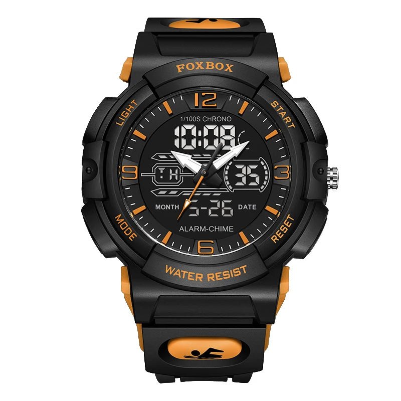 SaneShoppe-LIGE Mens 50M Waterproof Alarm Clock LCD Dual Display Quartz Wristwatch