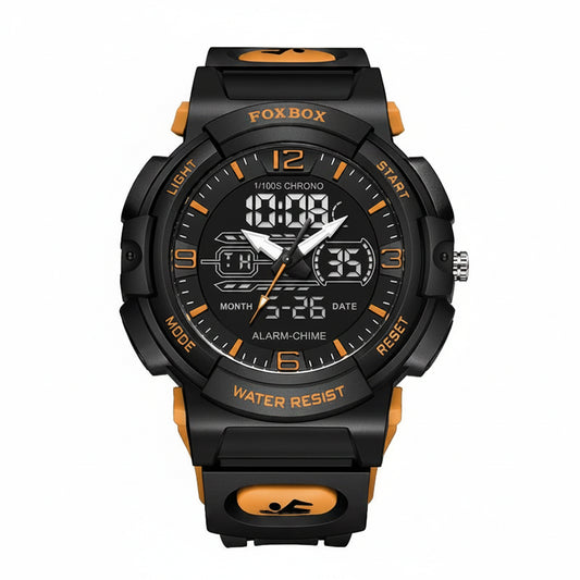 SaneShoppe-LIGE Mens 50M Waterproof Alarm Clock LCD Dual Display Quartz Wristwatch