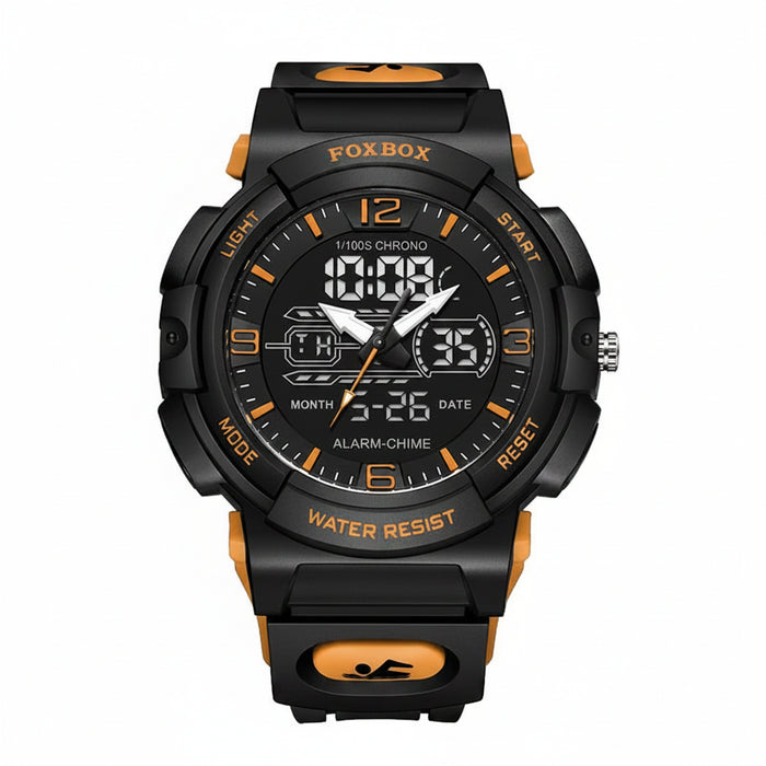SaneShoppe-LIGE Mens 50M Waterproof Alarm Clock LCD Dual Display Quartz Wristwatch
