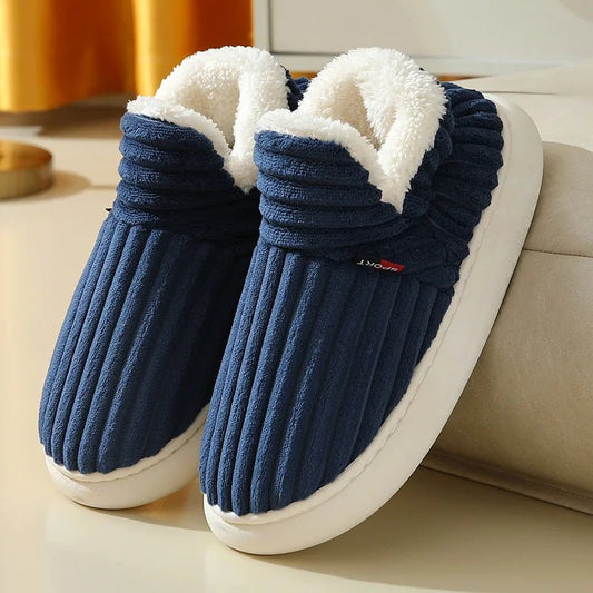 SaneShoppe - Litfun New Fur Slippers For Women Men Winter Furry Fashion Warm Ankles Plush Cozy Slides For Home Indoor Soft Sole Cotton Shoes