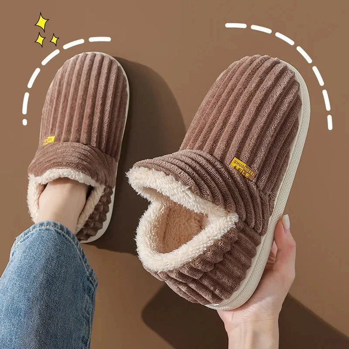 SaneShoppe - Litfun New Fur Slippers For Women Men Winter Furry Fashion Warm Ankles Plush Cozy Slides For Home Indoor Soft Sole Cotton Shoes