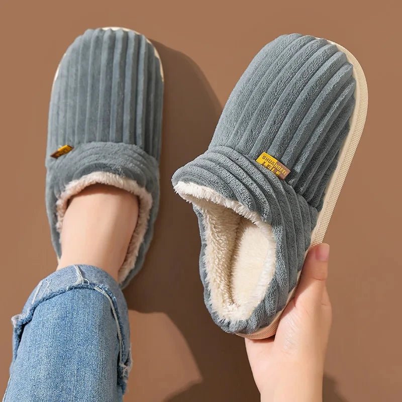SaneShoppe - Litfun New Fur Slippers For Women Men Winter Furry Fashion Warm Ankles Plush Cozy Slides For Home Indoor Soft Sole Cotton Shoes