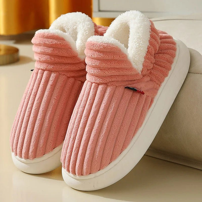 SaneShoppe - Litfun New Fur Slippers For Women Men Winter Furry Fashion Warm Ankles Plush Cozy Slides For Home Indoor Soft Sole Cotton Shoes