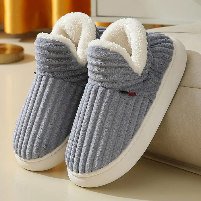 SaneShoppe - Litfun New Fur Slippers For Women Men Winter Furry Fashion Warm Ankles Plush Cozy Slides For Home Indoor Soft Sole Cotton Shoes