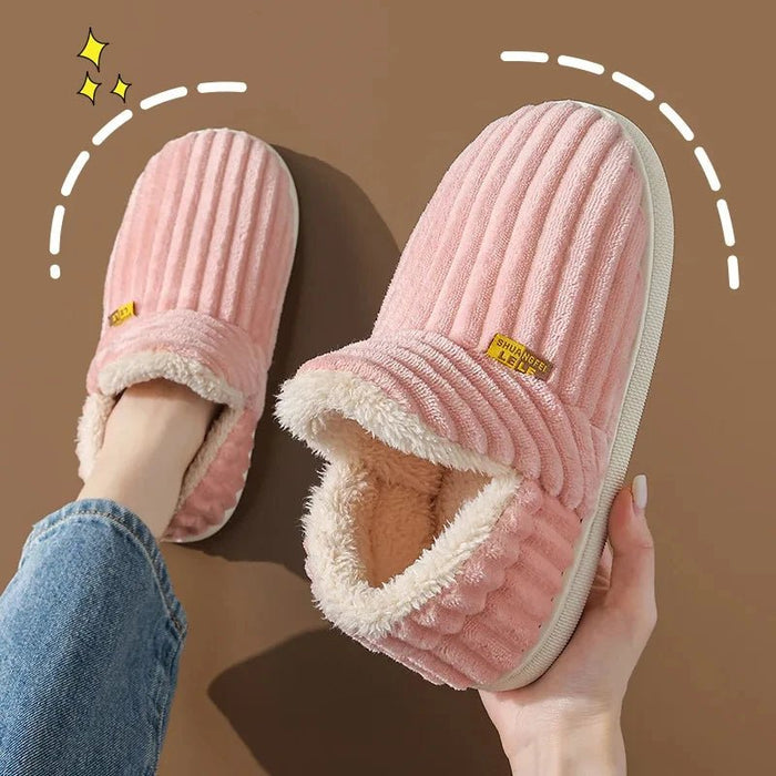 SaneShoppe - Litfun New Fur Slippers For Women Men Winter Furry Fashion Warm Ankles Plush Cozy Slides For Home Indoor Soft Sole Cotton Shoes