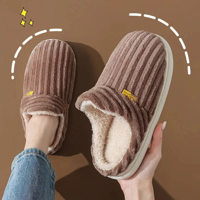 SaneShoppe - Litfun New Fur Slippers For Women Men Winter Furry Fashion Warm Ankles Plush Cozy Slides For Home Indoor Soft Sole Cotton Shoes