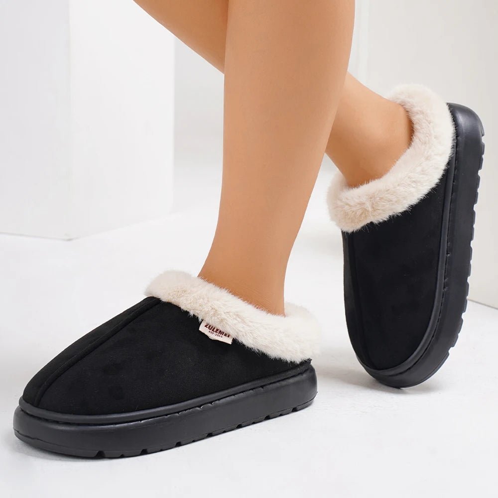 SaneShoppe-Cozy Fluffy Winter Slides for Women - High Quality Plush House Slippers