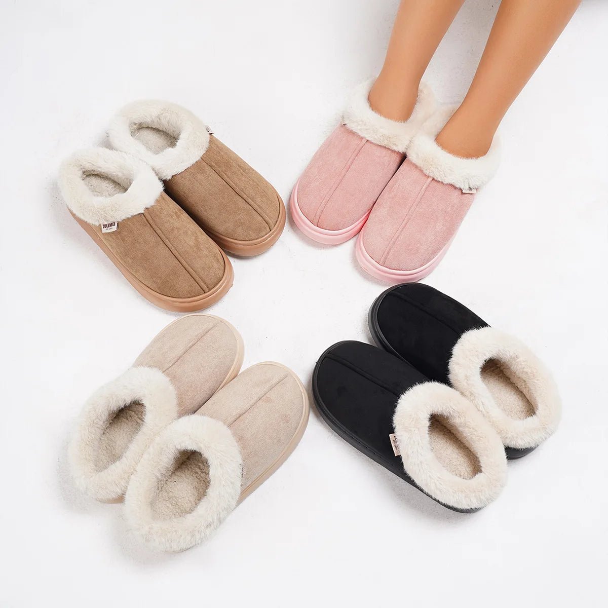 SaneShoppe-Cozy Fluffy Winter Slides for Women - High Quality Plush House Slippers