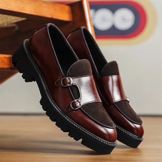 SaneShoppe - Loafers Men Leather Shoes Thick - soled British Style Black Formal Business Shoes Fashion Luxury Slip - On Casual Shoes Big Size 46