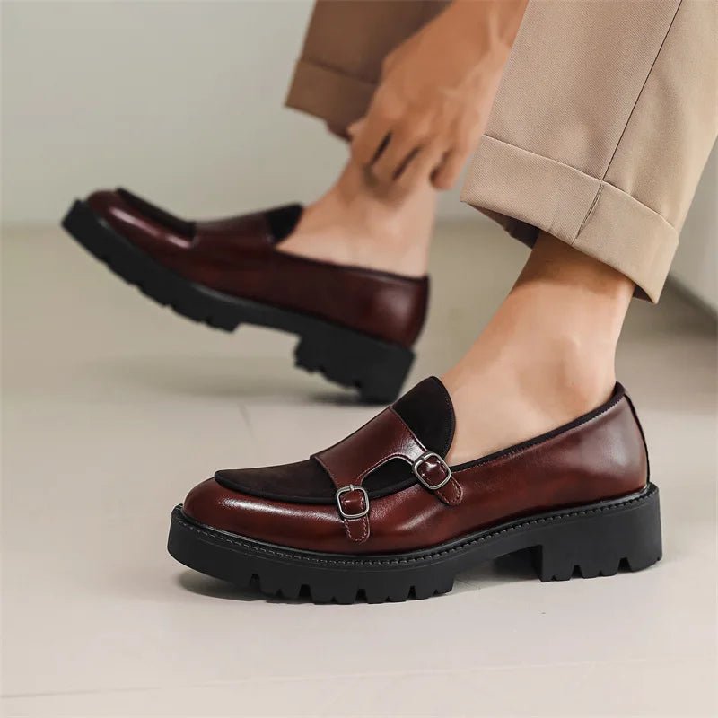 SaneShoppe - Loafers Men Leather Shoes Thick - soled British Style Black Formal Business Shoes Fashion Luxury Slip - On Casual Shoes Big Size 46