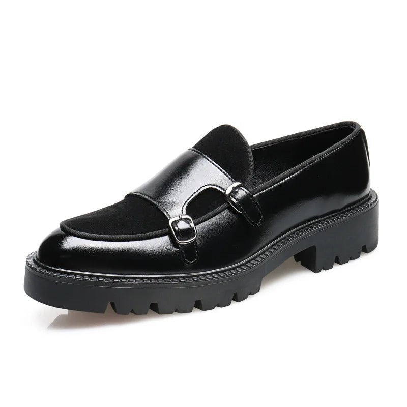 SaneShoppe - Loafers Men Leather Shoes Thick - soled British Style Black Formal Business Shoes Fashion Luxury Slip - On Casual Shoes Big Size 46