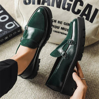 SaneShoppe - Loafers Men Leather Shoes Thick - soled British Style Black Formal Business Shoes Fashion Luxury Slip - On Casual Shoes Big Size 46