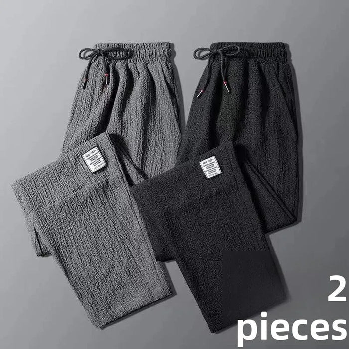 SaneShoppe - Loose Thin Ice Silk Work Pants for Men Summer Qui Dry Lightweight Breathable Casual Trousers for Office And Outdoor Activities
