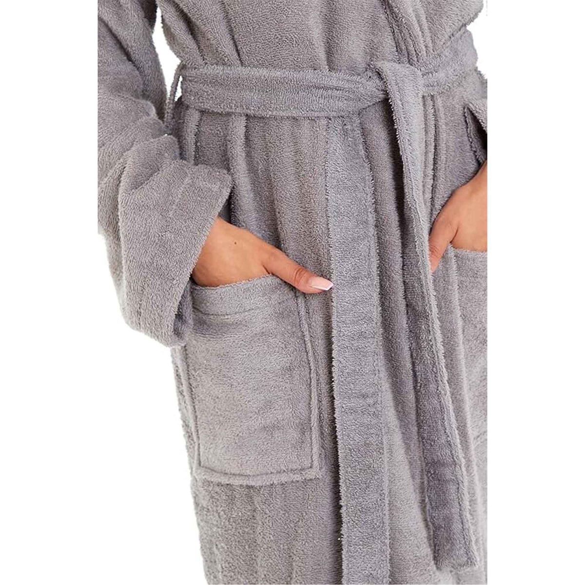 SaneShoppe - Luxurious Women's Bamboo Hooded Dressing Gown Ultra Absorbent Soft Towelling Robe for Spa Gym Home in Grey or White Sizes S to XL Daisy Dreamer