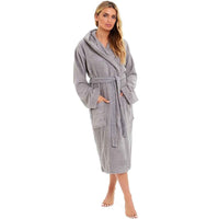SaneShoppe - Luxurious Women's Bamboo Hooded Dressing Gown Ultra Absorbent Soft Towelling Robe for Spa Gym Home in Grey or White Sizes S to XL Daisy Dreamer