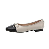 SaneShoppe-Luxury Genuine Leather Ballet Flats for Women, Round Toe with Bow Detail