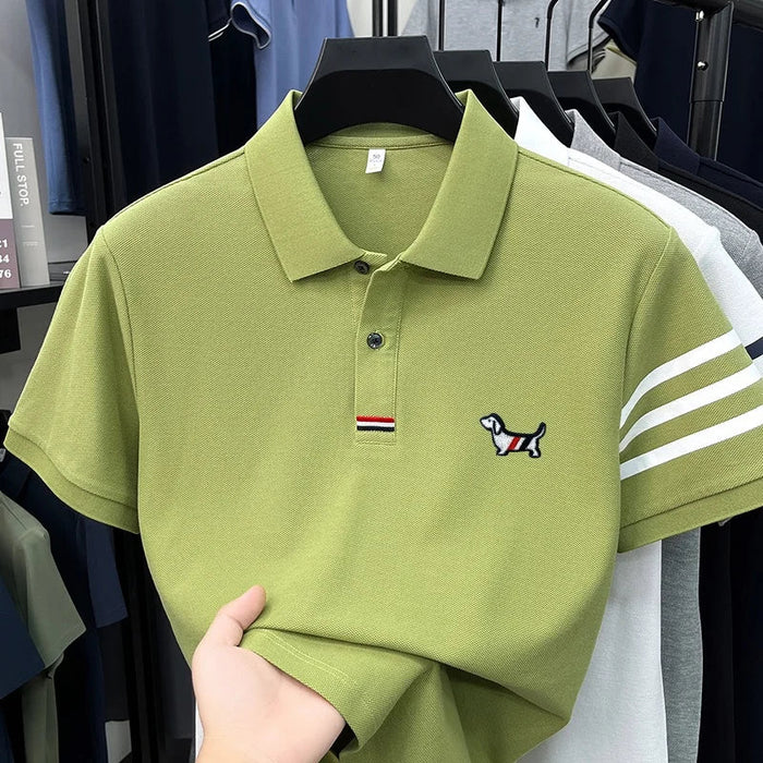 SaneShoppe-Men's Luxury Embroidered Polo Shirt for Business and Leisure