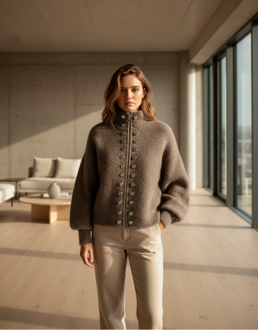 SaneShoppe - Luxury Fluffy Knitted Cardigan Sweater Design Double Breasted Sweater Coat Women Autumn High - end Lazy Zipper 2000s Y2k Knit Top
