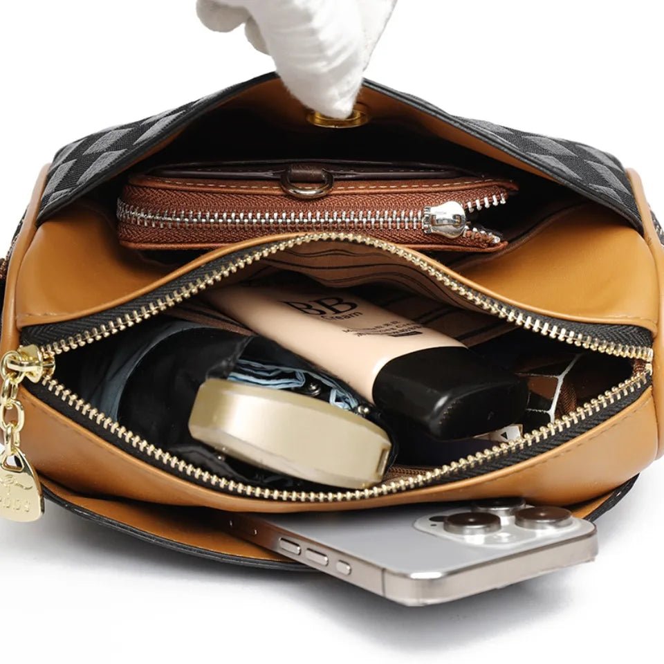 SaneShoppe - Luxury Handbags Women Bags Designer Crossbody Bags for Women Mother Soft Pu Leather Shoulder Purses Handbag Clutch 3 Layers Sac