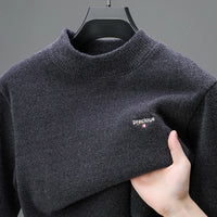 SaneShoppe - Luxury high - end round neck sweater men's winter trend brand embroidered Korean version casual plush warm thick knitted pullover