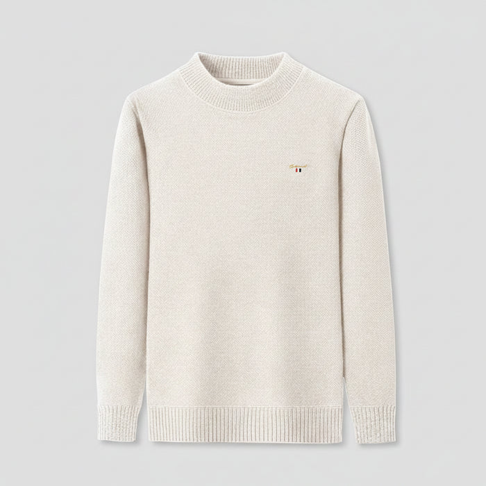 SaneShoppe-Men's Luxury Winter Knitted Plush Sweater, Korean Casual Embroidered Pullover