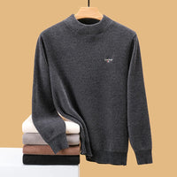 SaneShoppe - Luxury high - end round neck sweater men's winter trend brand embroidered Korean version casual plush warm thick knitted pullover