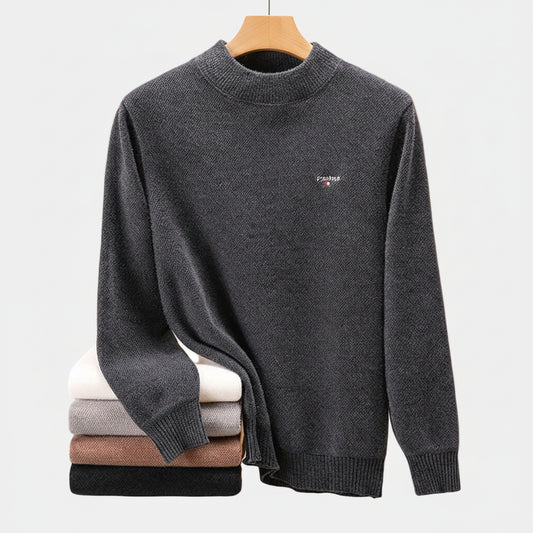 SaneShoppe-Men's Luxury Winter Knitted Plush Sweater, Korean Casual Embroidered Pullover